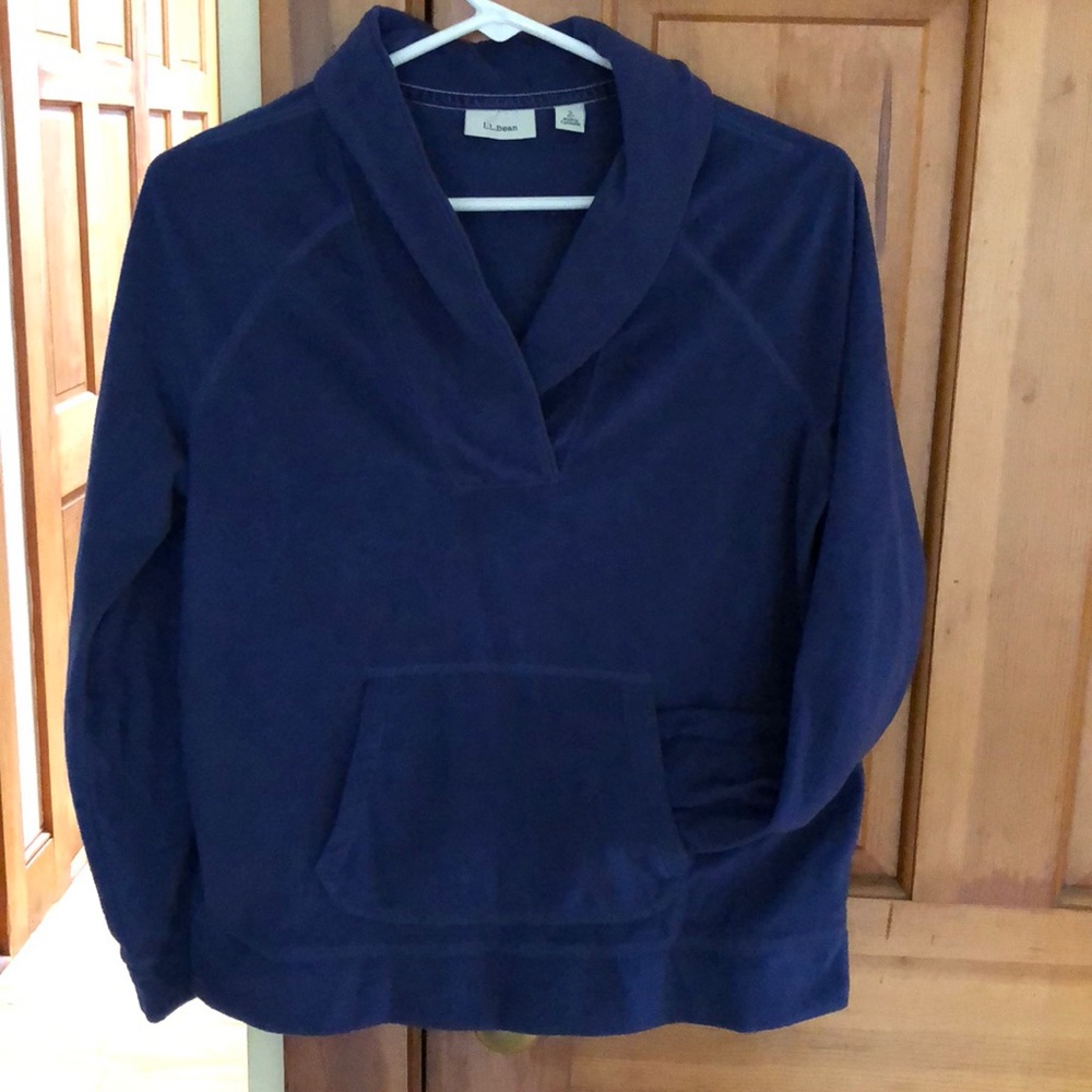 LL Bean Fleece Comfy Cowl Neck, Sz SP Blue - Picture 2 of 6
